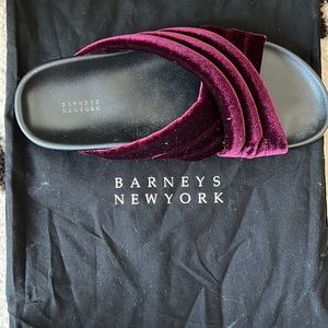 Velvet purple sandal slides